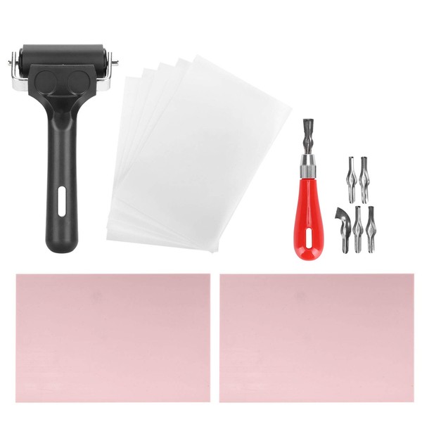 Rubber Stamp Carving Blocks Kit, Block Printing Starter Kit with Linoleum Cutter, Rubber Brayer Roller, Tracing Paper for Scrapbooking, Postcards, Invitation Cards, DIY Project