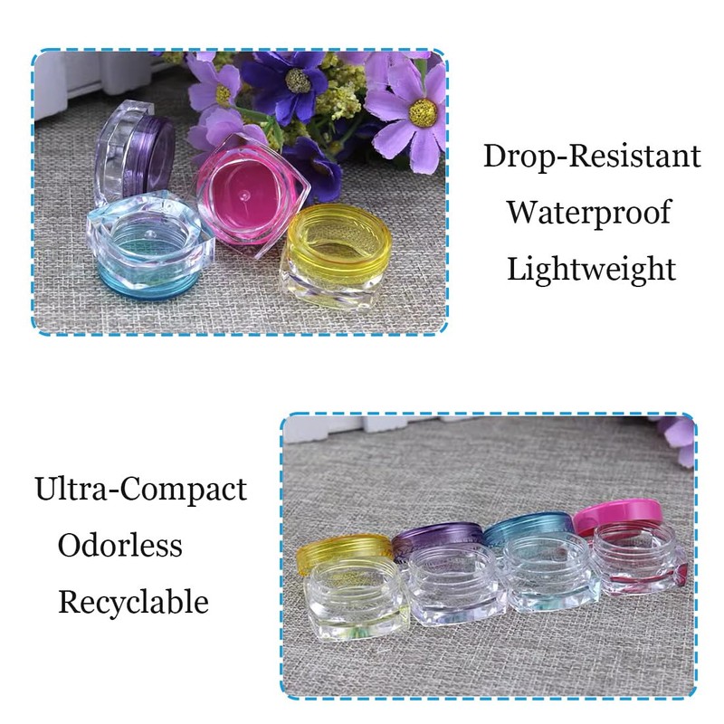 Gaodercha Empty Plastic Cosmetic Jars 10 Colours 5 ml Clear