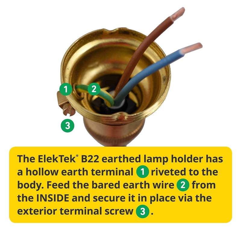 ElekTek Unswitched Lamp Holder B22 BC Bayonet Cap with Shade