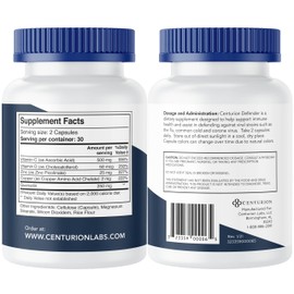 Centurion Labs Defender Immunity Boost, 5-in-1 Powerful Blend of Quercetin, Zinc, Vitamin D, Vitamin C, Copper to Help Support Overall Health, 60 Caps