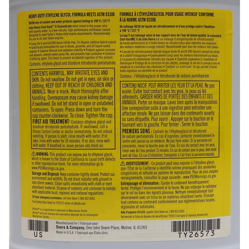 John Deere Original Equipment (3 GALLONS) Cool-Gard II Concentrate -