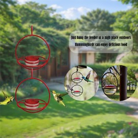 Shawleyard 2025 New Model 3 Pack Humble Slim Hummingbird Feeder - Circular Leak-Resistant Design, Easy Clean & Fill, Outdoor Hanging Feeders for Garden, Backyard, Patio, Window (Red)