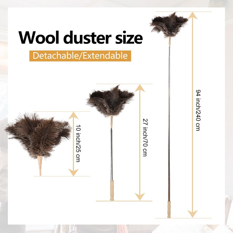Extendable Ostrich Feather Duster 27-94 Inch, Natural Cleaning Duster Extension