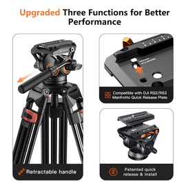 Heavy Duty Tripod Professional Video Tripod Aluminium 72inch with 360 Degree Fluid Head for Canon Nikon DSLR Camcorder Cameras Spotting Scopes