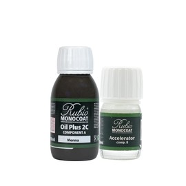 Rubio Monocoat Wood Stain & Finish 65 ft² - Vienna | Oil Plus 2C | Quick-Dry, Eco-Friendly Linseed Wood Oil for Indoor Use, Includes Accelerator (Part B) | Protector | 130 ml