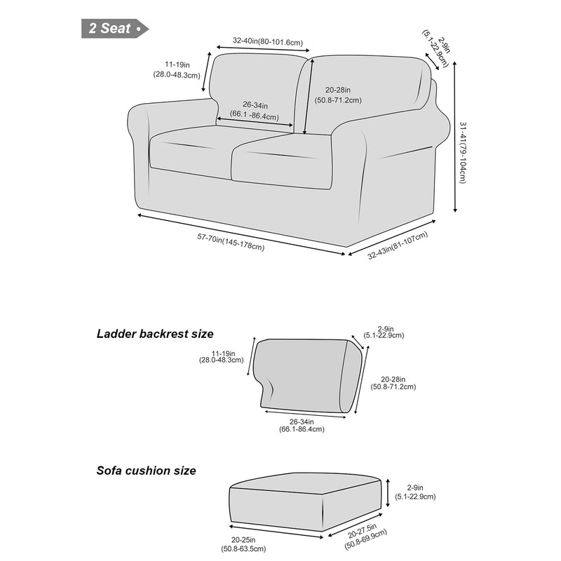 vctops 5 Pieces Velvet Stretch Sofa Cover for 2 Seater