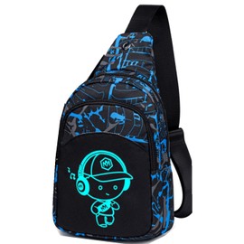 Bluboon Small Crossbody Sling Bag Camouflage Fanny Packs Chest Bags Travel Shoulder Purse Gifts for Boys Teens Men(Graffiti-blue Boy)