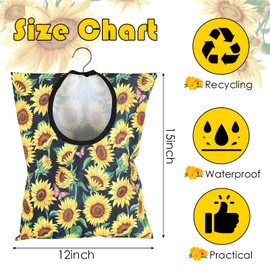 2 Pcs Sunflower Clothes Pin Bag Clothespin Bag Holder Clothespin Holder 15 X 11 Inch Clothes Pin Hanging Bag Clothespin Bag for Clothesline Outdoor Outside Wardrobe and Laundry Room