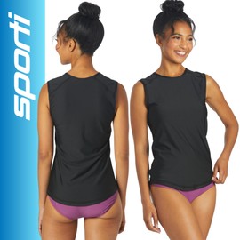 Sporti Women's Sleeveless UPF 50+ Rashguard, Black, Small