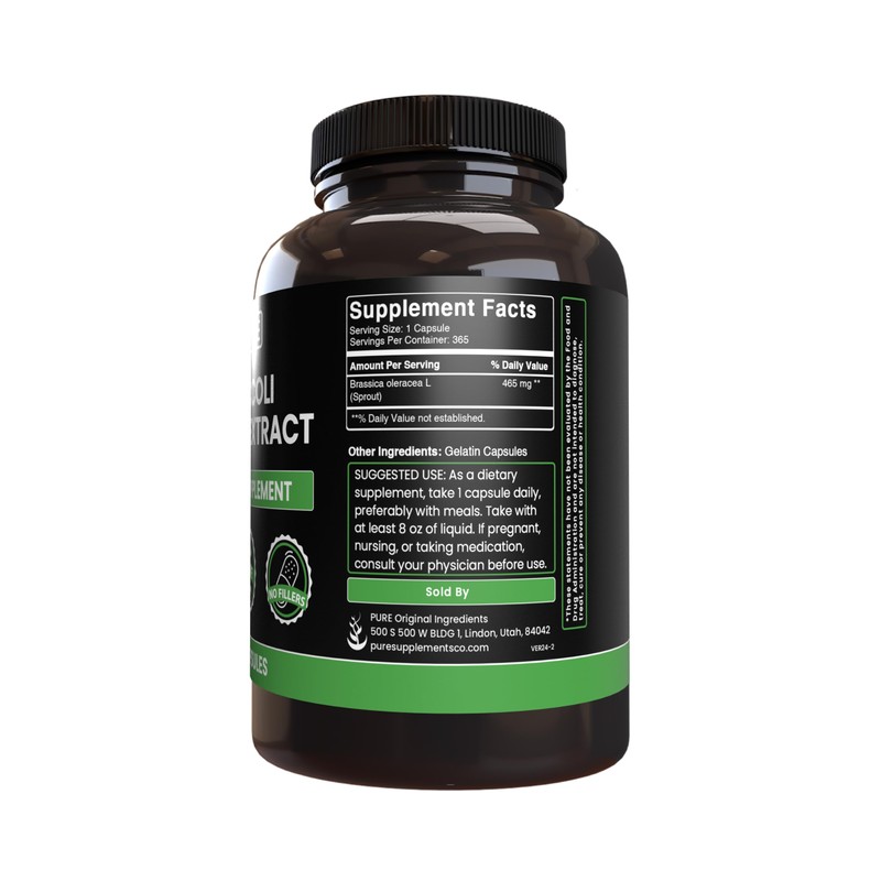 Pure Original Ingredients Broccoli Extract Powder Capsules (365 Capsules) Pure,