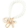 1Pc White Women's Imitation Pearl Chain, Golden Car Key Chain