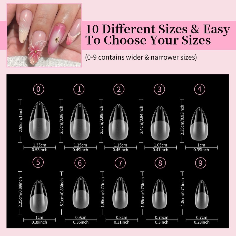 Venares Short Almond Nail Tips, Pack of 120 Full Cover