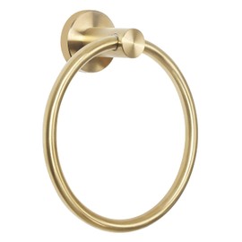 HouseAid Toallero de acero inoxidable para baño, soporte de toalla de mano, moderno círculo, toallero, redondo, montado en la pared, color dorado cepillado