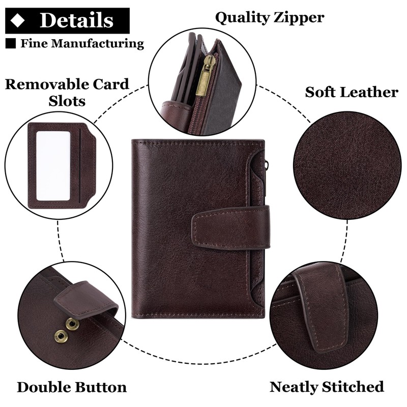 Airkit Small Wallet Women RFID Blocking Genuine Leather Bifold Compact