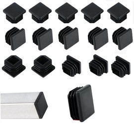 16 Pack Square Plastic Plugs,1" Inch Insert End Caps for Square Tubing Post，Black Chair Leg caps for Metal Tubing, Fence, Glide Insert for Pipe Post, Chairs and Furniture