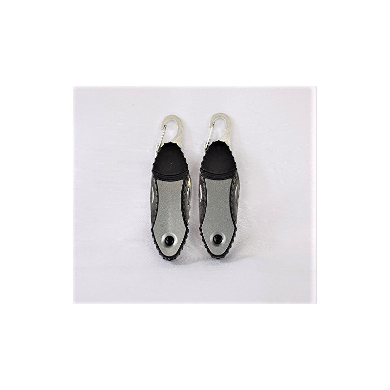 Multi-Tool Knife with LED Flashlight and Carabiner Hook (2 Pack)