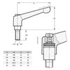 Ganter Normelemente Adjustable clamping lever with threaded screw, GN 300.5-63-M8-32-IS,
