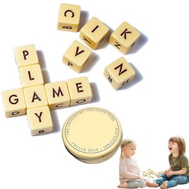 Qless Dice Game, Scrabble Board Game with 12 Dice Letters, Travel Scrabble Game with Case, Portable Qless Dice Game for Camping Games Family Education