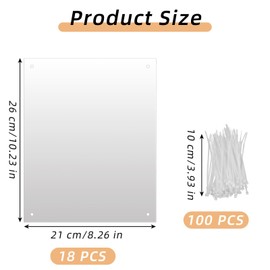 Kifmurase 18PCS Pet Cage Liner Protection, 10.2 x 5.8 inch Clear Cage Urine Guard Accessories, Anti-Chew Edge Liner Panels for Rabbit Guinea Pig Hamster Hedgehog, Side Lining Habitat Cages Protector