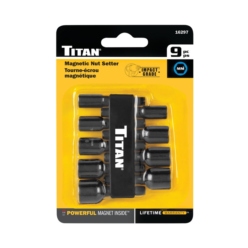 Titan 16297 9-Piece Metric Magnetic Nut Driver Set, Nut Setter