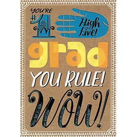Designer Greetings High Five : Blue Foil Hand Middle School Graduation Congratulations Card