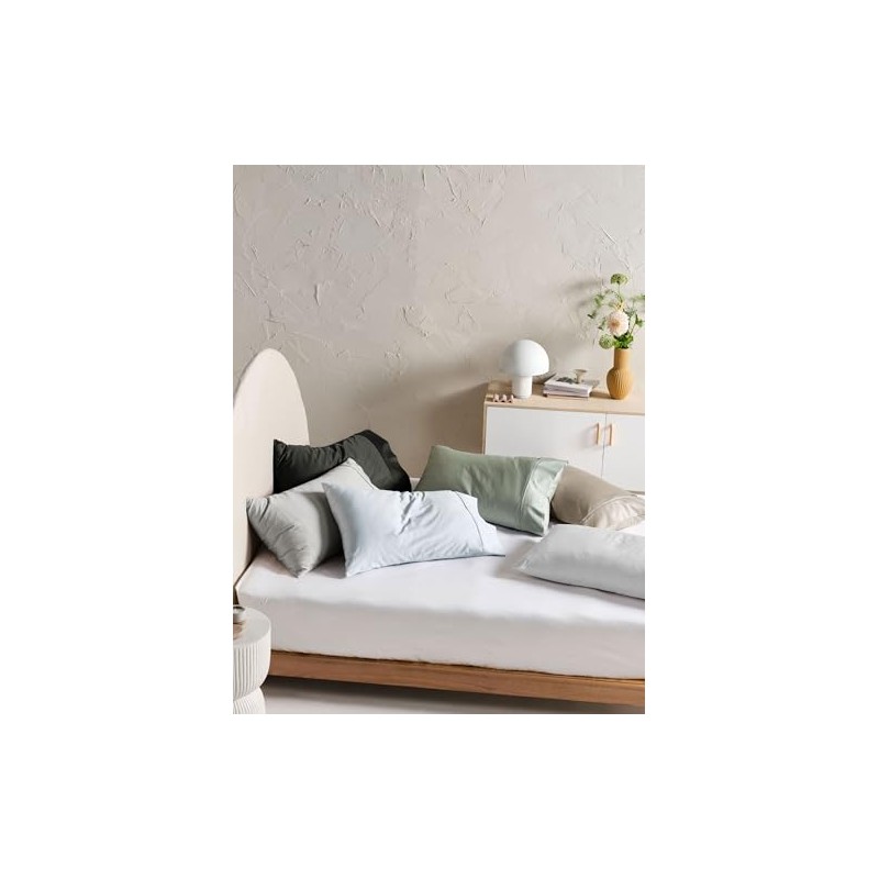 Linen House Augusta 500TC Cotton Sateen Pillowcase, White, Standard