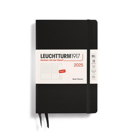 LEUCHTTURM1917 - Week Planner 2025, Hardcover, Paperback (B6+), Black (Jan 1 - Dec 31, 2025)