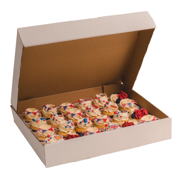 Culpitt 24 Hole Cupcake Box, Extra Strong Corrugated Card White Box For Carrying And Displaying Tasty Muffins, Fairy Cakes, And Treats - Single Pack