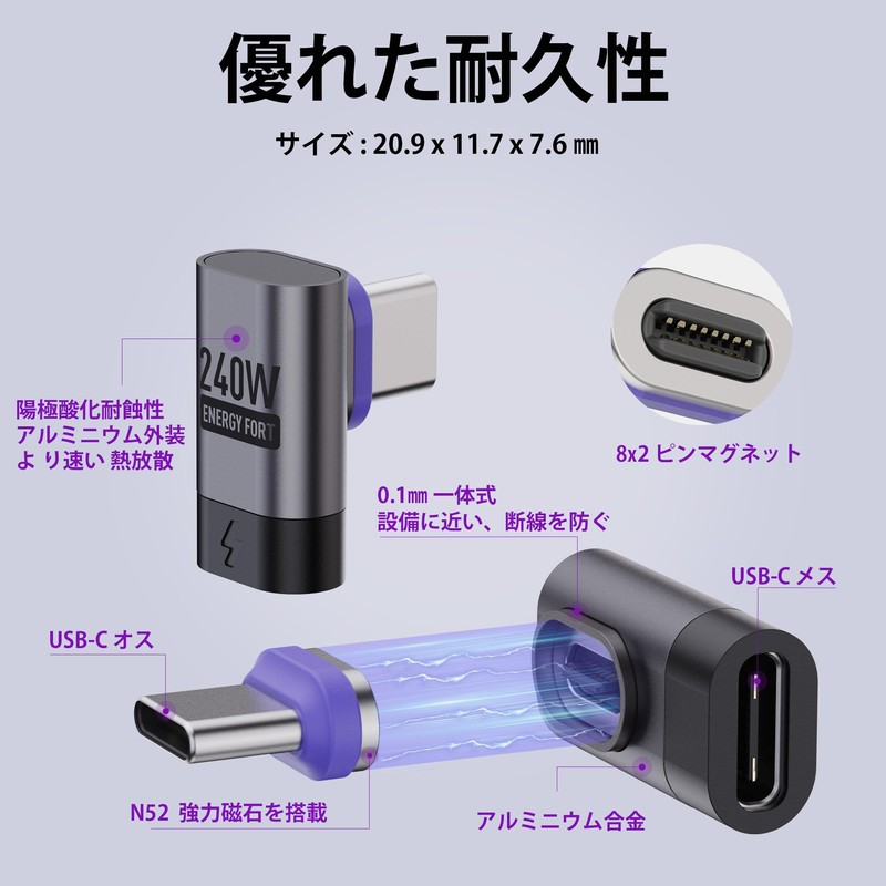 SIKAI CASE Magnetic USB C Converter Adapter, I-Shaped [2024 Launch,