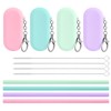 4-Pack Reusable Silicone Straws With Case & Cleaning Brush -
