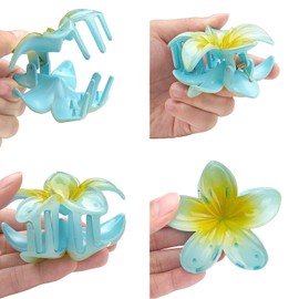 Flower Claw Clips, Hawaiian Plumeria Hair Jaw Clip for Women girls Thin Thin Hair, Summer Beach Wedding Accessories Gift