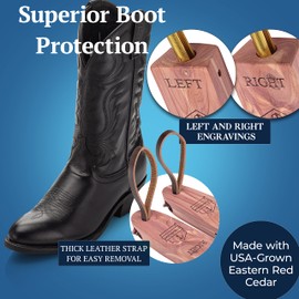 HOUNDSBAY Cowboy Boot Trees, Cedar Western Boot Tree for Men & Women, Shoe Tree for Boots, Boot Stretcher & Shaper (Pack of 2)