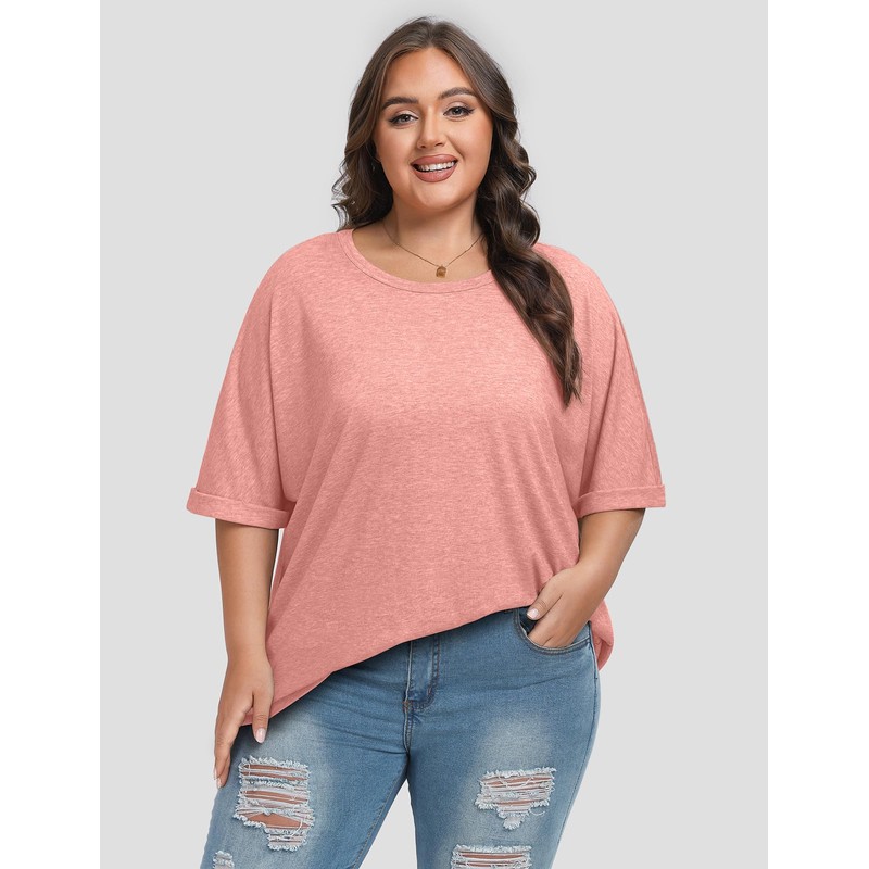 UEU Summer Oversized Tops for Women Crewneck Loose Fit T-Shirt