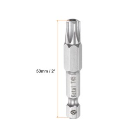 sourcing map T45 Star 5 Point Screwdriver Bit 1/4" Hex Shank 2" Length Magnetic Security Torx Head Screw Driver