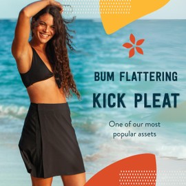 RipSkirt Hawaii Length 1 - Wrap Skirt for Women - Quick Dry Swim Cover-Up with Side Pocket - Lightweight for Beach, Travel and Casual Wear (Black, M 8-10)