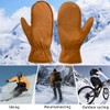 Harssidanzar Mens Winter Gloves,Leather Mitten Glove Thermolite Lined, Tan S