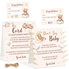 Sinmoe 2 Baby Shower Games for 20 Player, Dont Say Baby and Cut The Cord Games Bear Theme Baby Shower Games for Boy, Girl, Unisex Gender Reveal Parties and Baby Shower Party Favors