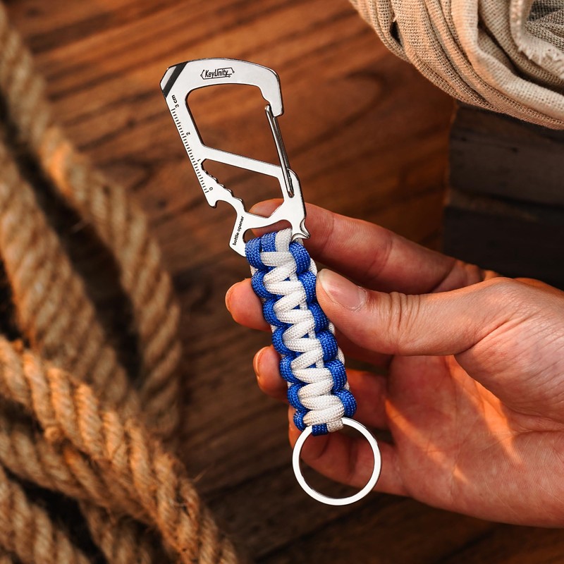 KeyUnity Carabiner Paracord KC00 Keychain Multi-functional [Ruler, Bottle Opener, Screwdriver,