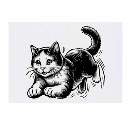 'Playful Cat' Temporary Tattoo - Water Resistant, Skin-Safe, Non-Toxic Transfer (TO00073083)