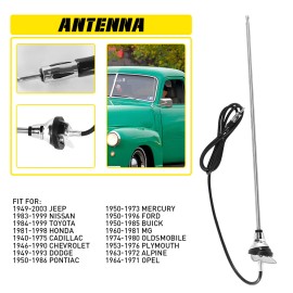 Greatautopartsauxi 3 Section Retractable Vintage Style AM/FM Car Radio Antenna For 1950-1996 Ford I
