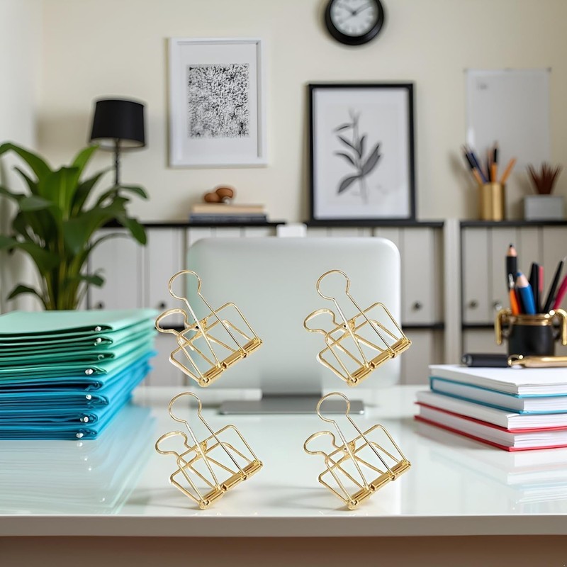 Golden Hollow Long Tail Wire Binder Clips, Paper Binder Large