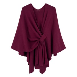 Beautiful Nomad Women's Elegant Poncho Sweater Wrap Cross Front Soft Warm Shawl Wraps for Fall Winter