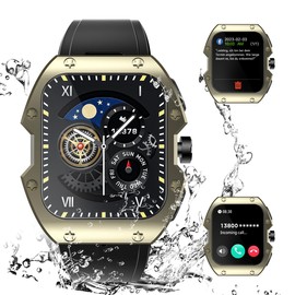 Rogbid Mille Relojes Inteligentes para Hombre (Hacer y Responder Llamada) visualización Curvada de 1.94 Pulgadas, 5ATM Waterpoof Militar Fitness Tracker Reloj Inteligente para teléfonos Android iOS,