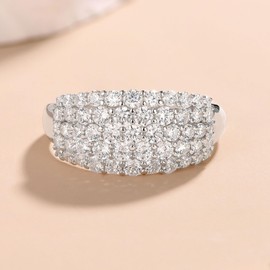 AIHUASI JEWELRY Wide Wedding Bands for Her AAAAA 925 Sterling Silver Engagement Rings for Women Bridal Eternity Cz Size 6