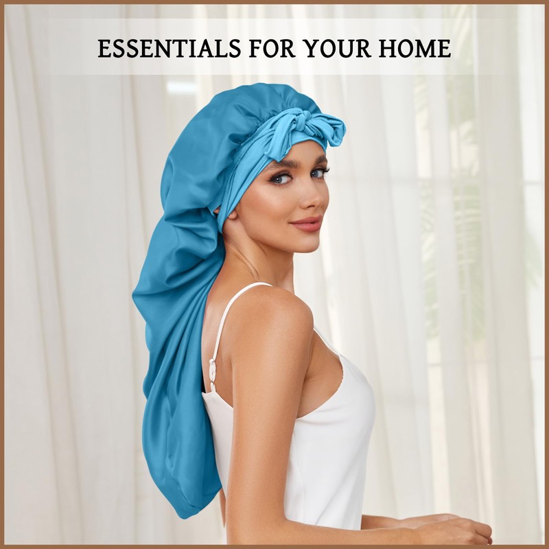 DEMAZALO Silk Long Bonnet for Braids & Curly Hair, Silk