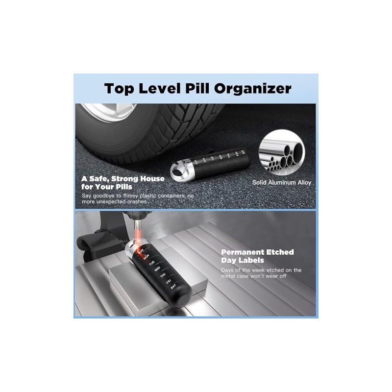 Extra Large Portable 7-Day Weekly Pill Organizer, Waterproof Aluminium Alloy