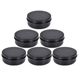 Upstore Black Aluminum Tin Canisters (Pack of 6) - 150ml Round Empty Metal Storage Jars for Cosmetic Sample Containers Travel Lip Balm Cream Tea Spices Crafts Jewelry