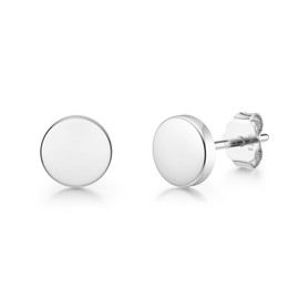 JIAYIQI Sterling Silver Dot Stud Earrings Hypoallergenic 14K White Gold Plated Flat Round Disc Studs Earrings for Women Small Cartilage Earrings Studs