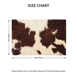 Cowhide Table Placemats Set of 6 Western Farm 3D Animal Fur Skin Brown Cow Prin Indoor Outdoor Table Placemat for Holiday Banquet Kitchen Table Decor