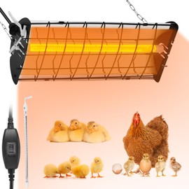 300W Chicken Coop Heater with Adjustable Temperature, Carbon Fiber Heat Lamp for Poultry, Chicks, and Reptiles, Waterproof Design with Hanging Chains for Winter Use